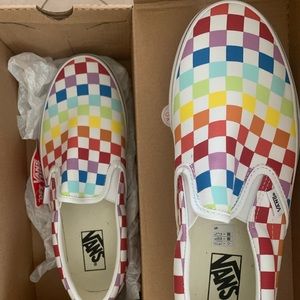 New Vans Checkerboard Rainbow Classic Slip-On